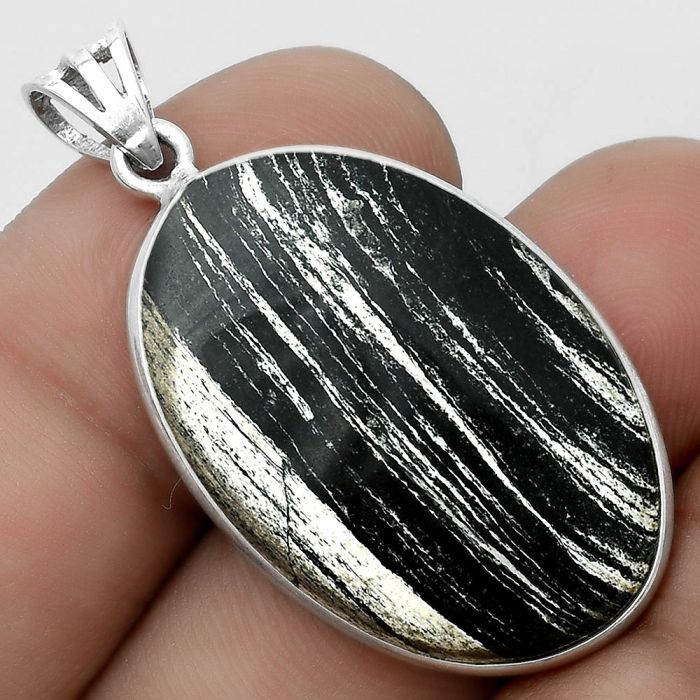 Natural Silver Leaf Obsidian Pendant SDP122977 P-1001, 20x30 mm