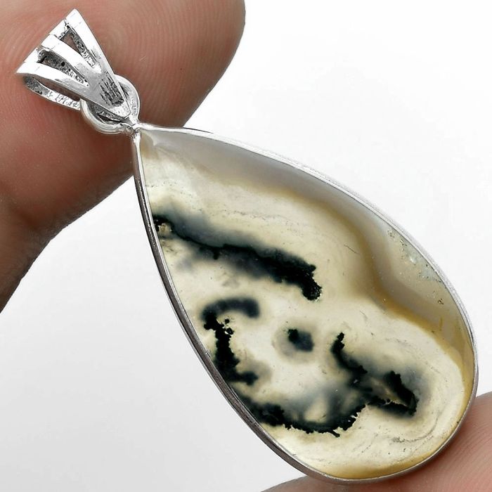 Natural Horse Canyon Moss Agate Pendant SDP123033 P-1001, 17x32 mm