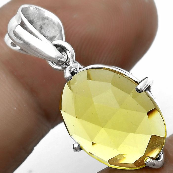 Faceted Natural Lemon Quartz Pendant SDP123257 P-1013, 12x16 mm