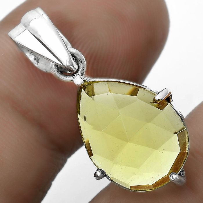 Faceted Natural Lemon Quartz Pendant SDP123278 P-1013, 12x16 mm