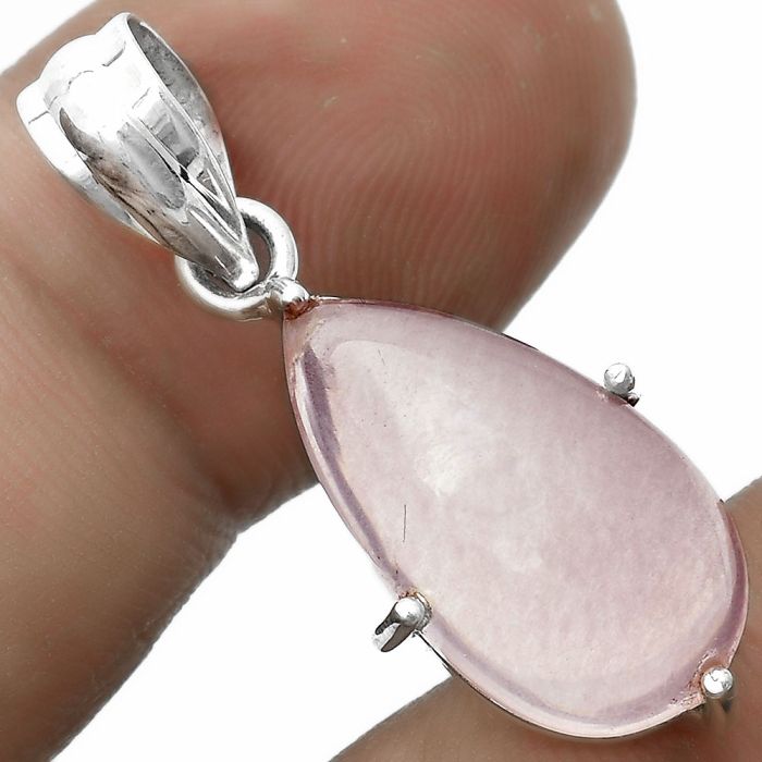 Natural Rose Quartz Cab - Madagascar Pendant SDP123299 P-1013, 11x20 mm