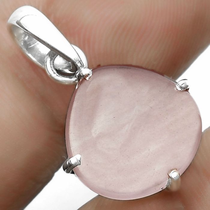 Natural Rose Quartz Cab - Madagascar Pendant SDP123306 P-1013, 14x14 mm