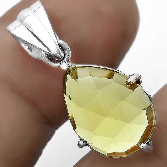 Faceted Natural Lemon Quartz Pendant SDP123313 P-1013, 12x16 mm