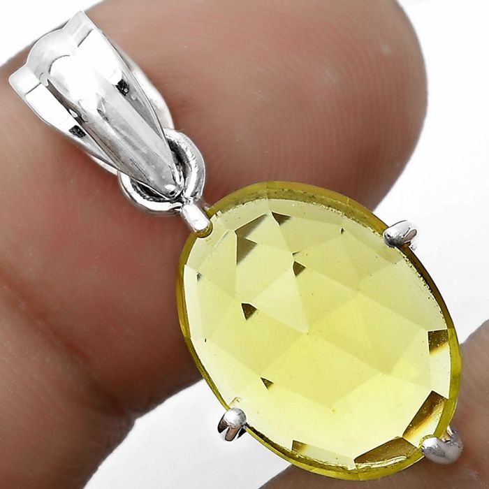 Faceted Natural Lemon Quartz Pendant SDP123314 P-1013, 12x16 mm