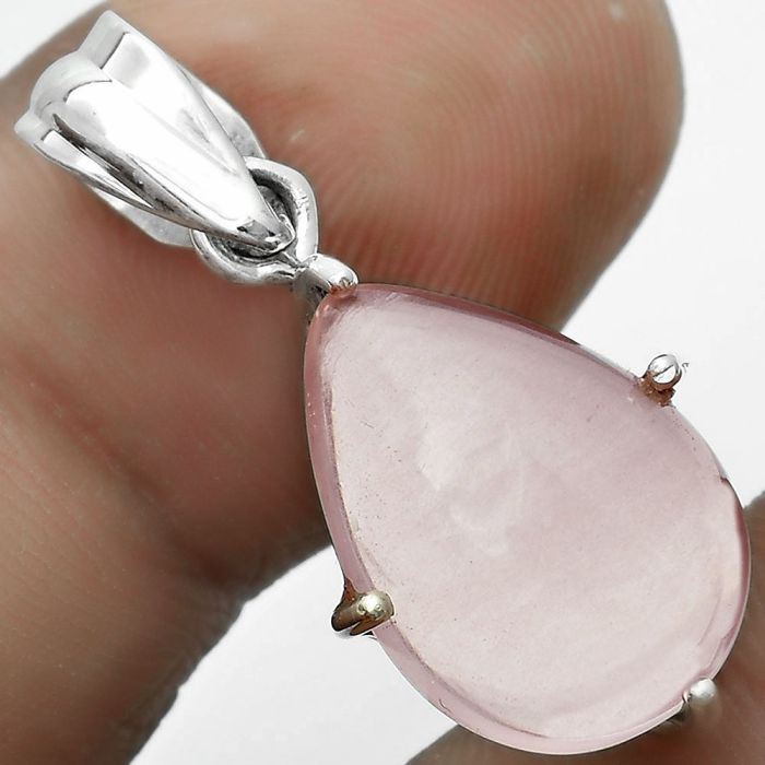 Natural Rose Quartz Cab - Madagascar Pendant SDP123316 P-1013, 13x18 mm