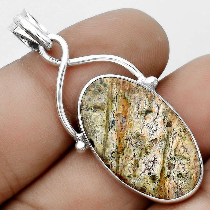 Natural Leopard Skin Jasper Pendant SDP123430 P-1031, 16x26 mm