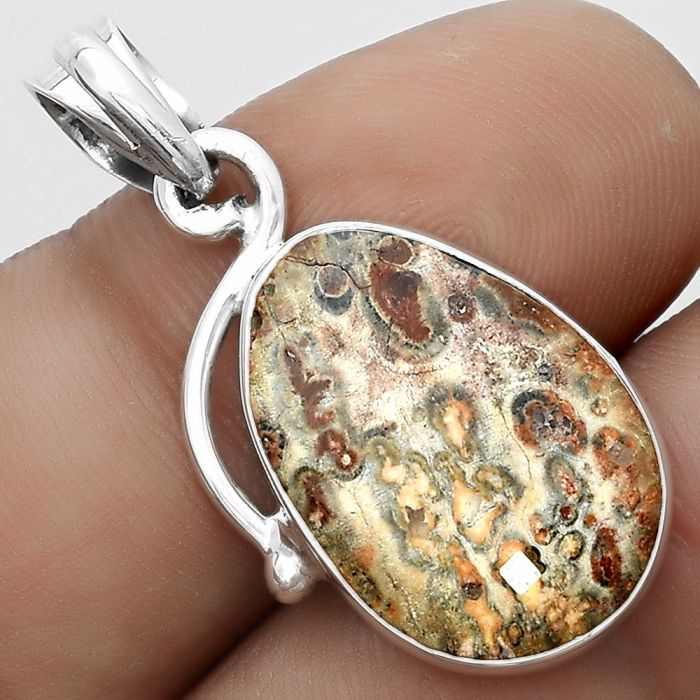 Natural Leopard Skin Jasper Pendant SDP123464 P-1099, 14x20 mm