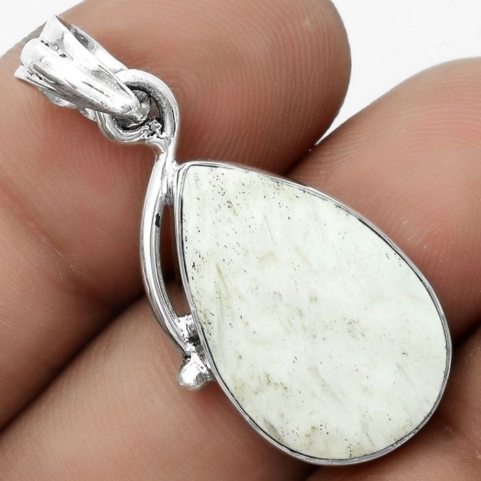 Natural White Scolecite Pendant SDP123467 P-1099, 14x22 mm