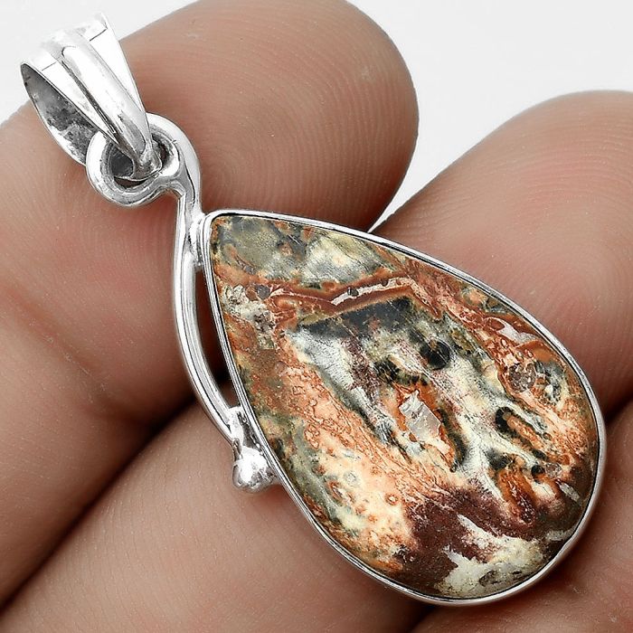 Natural Leopard Skin Jasper Pendant SDP123484 P-1099, 16x25 mm