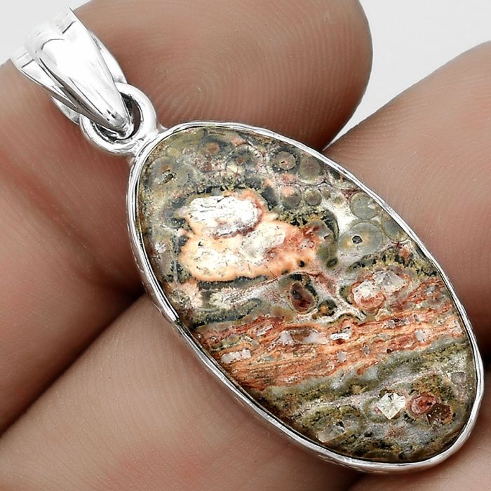 Natural Leopard Skin Jasper Pendant SDP123532 P-1001, 15x27 mm