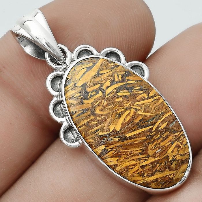 Natural Coquina Fossil Jasper - India Pendant SDP123622 P-1085, 13x24 mm