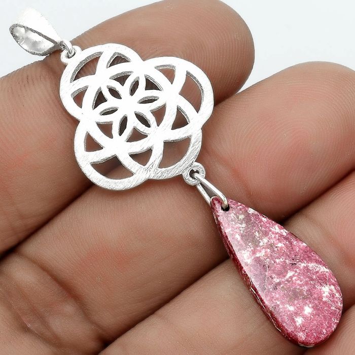 Natural Pink Thulite - Norway Pendant SDP123719 P-1510, 10x24 mm