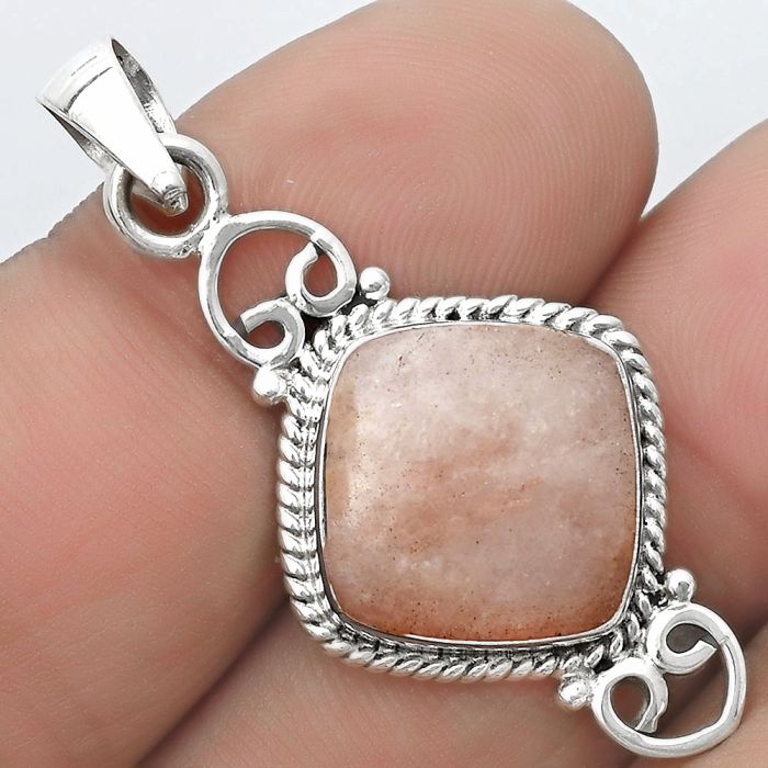 Natural Pink Scolecite Pendant SDP124034 P-1696, 14x14 mm