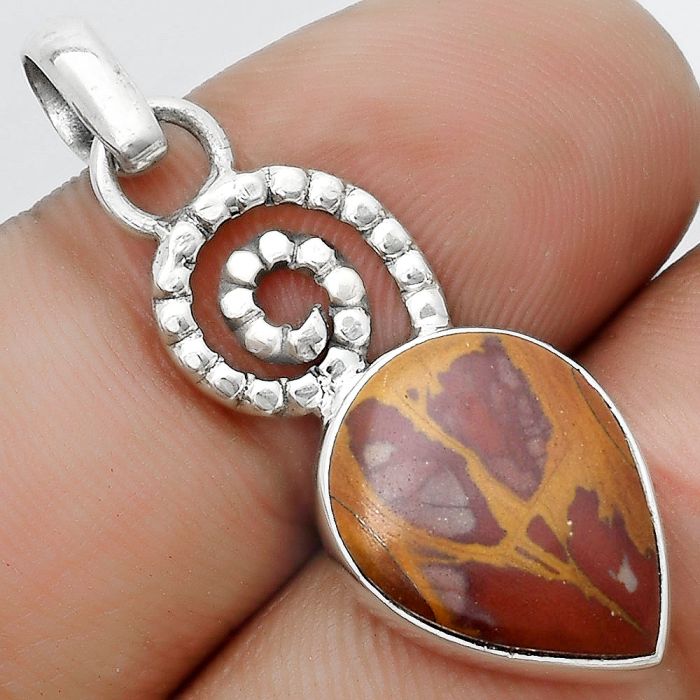 Spiral - Natural Noreena Jasper Pendant SDP124119 P-1650, 12x16 mm