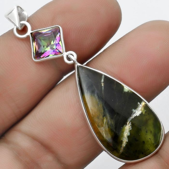 Chrome Chalcedony & Mystic Topaz Pendant SDP124205 P-1098, 16x29 mm