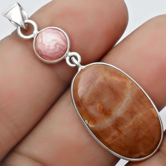 Mookaite & Rhodochrosite Argentina Pendant SDP124214 P-1098, 15x24 mm