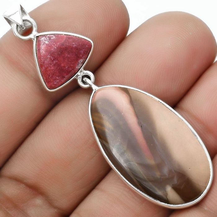 Imperial Jasper - Mexico & Pink Thulite Pendant SDP124252 P-1098, 16x30 mm