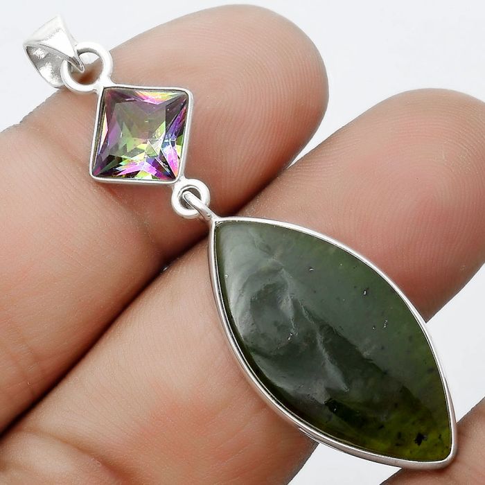 Chrome Chalcedony & Mystic Topaz Pendant SDP124298 P-1098, 14x28 mm