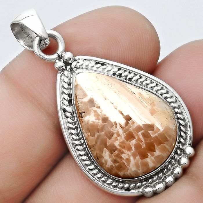 Natural Orange Scolecite - India Pendant SDP124362 P-1511, 15x21 mm