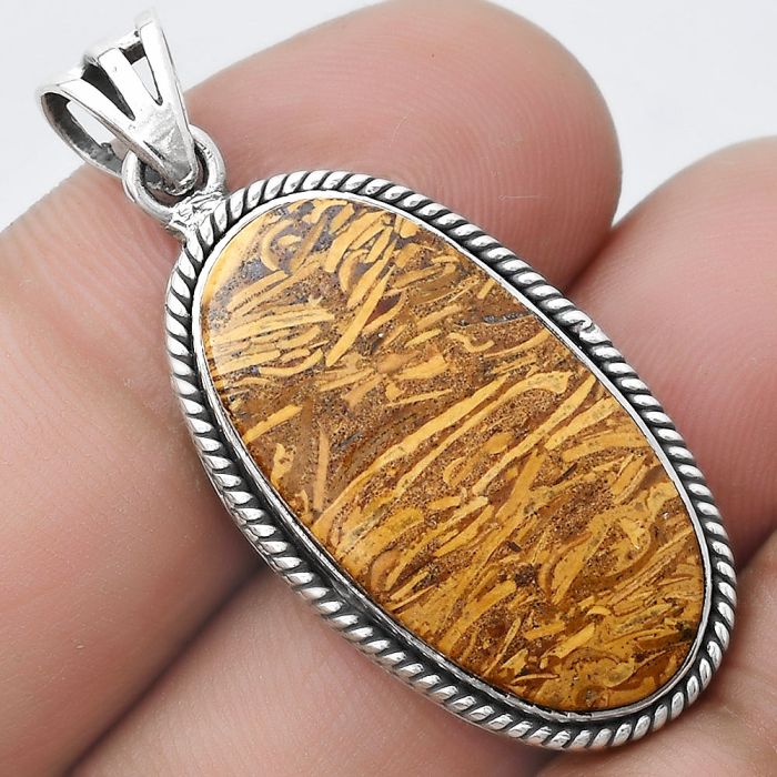 Natural Coquina Fossil Jasper - India Pendant SDP124393 P-1056, 13x26 mm