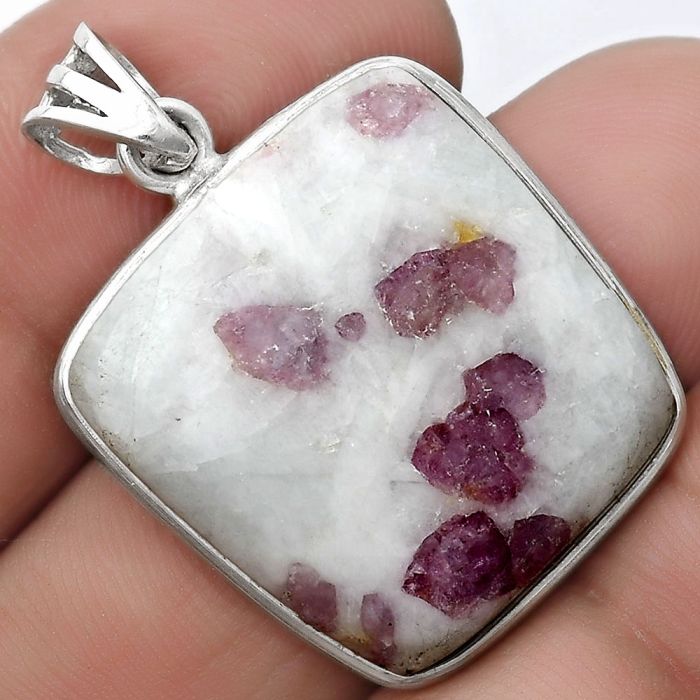 Natural Pink Tourmaline in Quartz Pendant SDP124407 P-1001, 22x23 mm