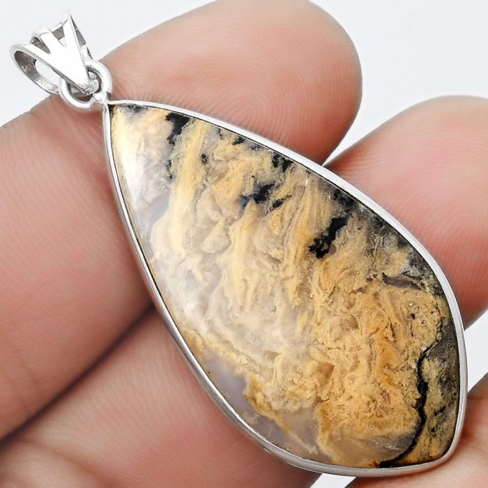 Natural Rose Plume Agate Pendant SDP124671 P-1001, 20x39 mm