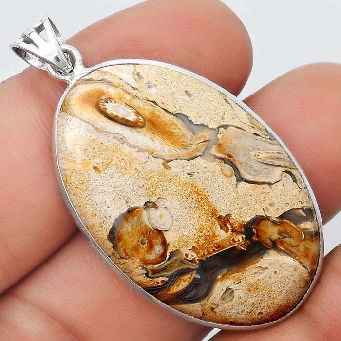 Natural Rock Calcy Pendant SDP124799 P-1001, 24x37 mm