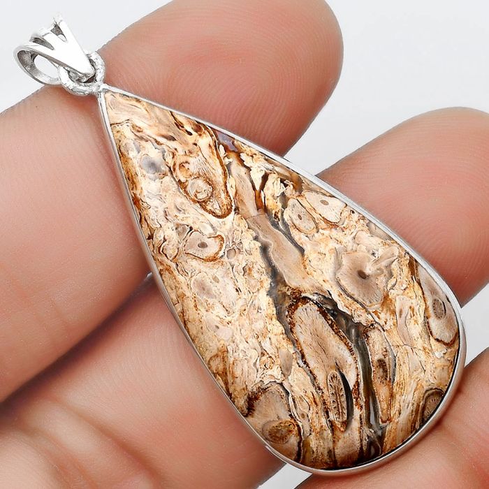 Natural Rock Calcy Pendant SDP124805 P-1001, 21x42 mm