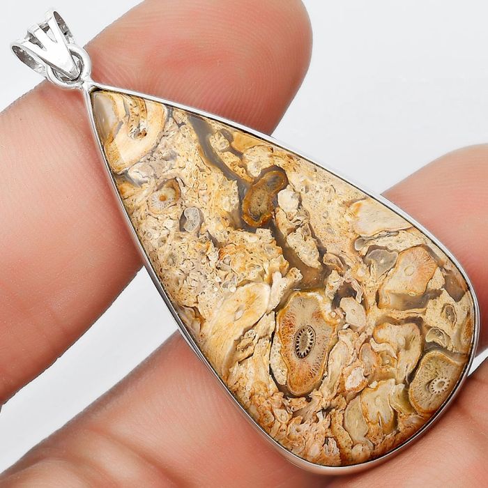 Natural Rock Calcy Pendant SDP124806 P-1001, 24x44 mm