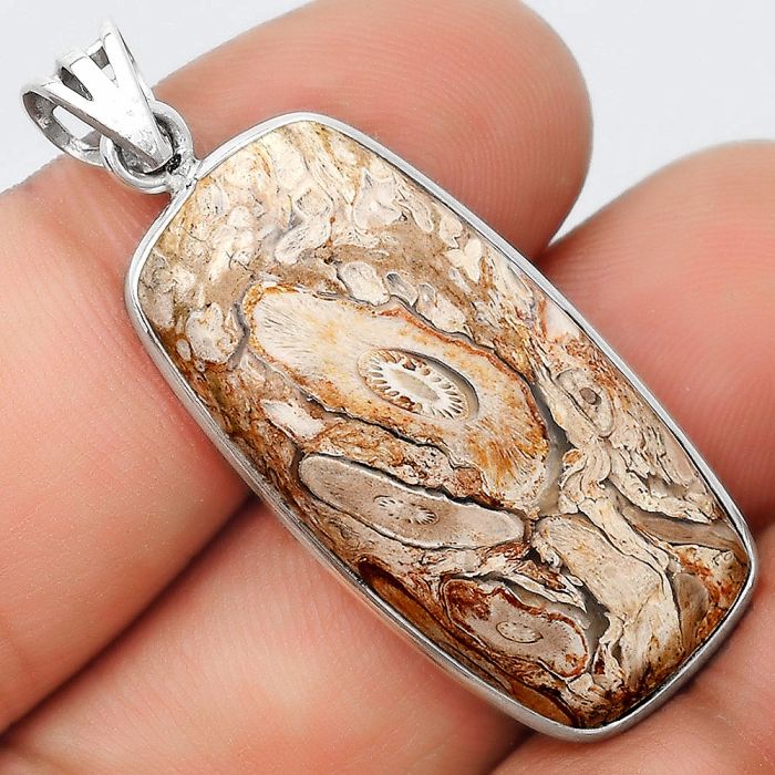 Natural Rock Calcy Pendant SDP124823 P-1001, 16x32 mm