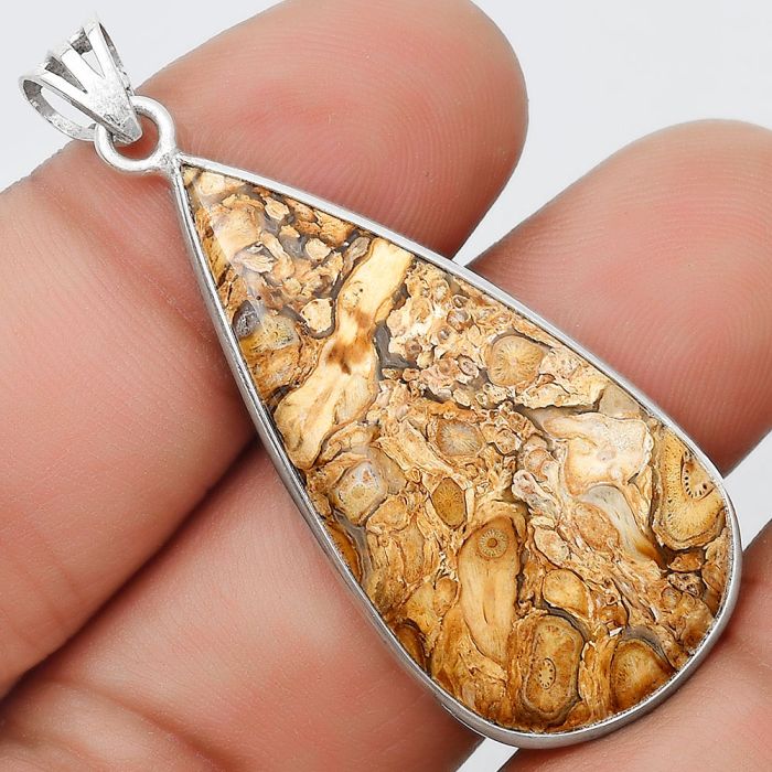 Natural Rock Calcy Pendant SDP124836 P-1001, 18x38 mm