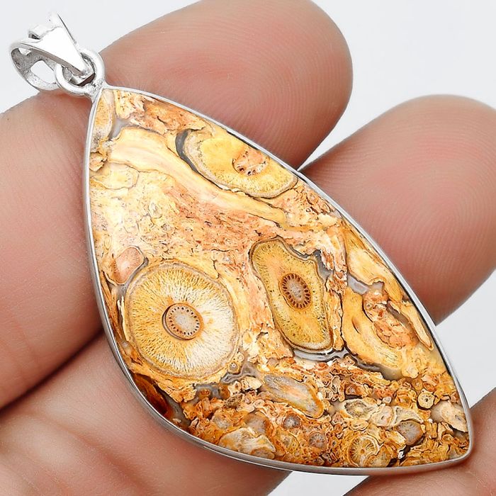 Natural Rock Calcy Pendant SDP124849 P-1001, 23x44 mm