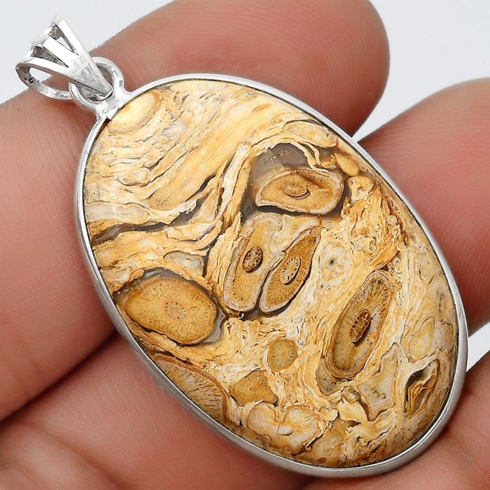 Natural Rock Calcy Pendant SDP124857 P-1001, 23x35 mm