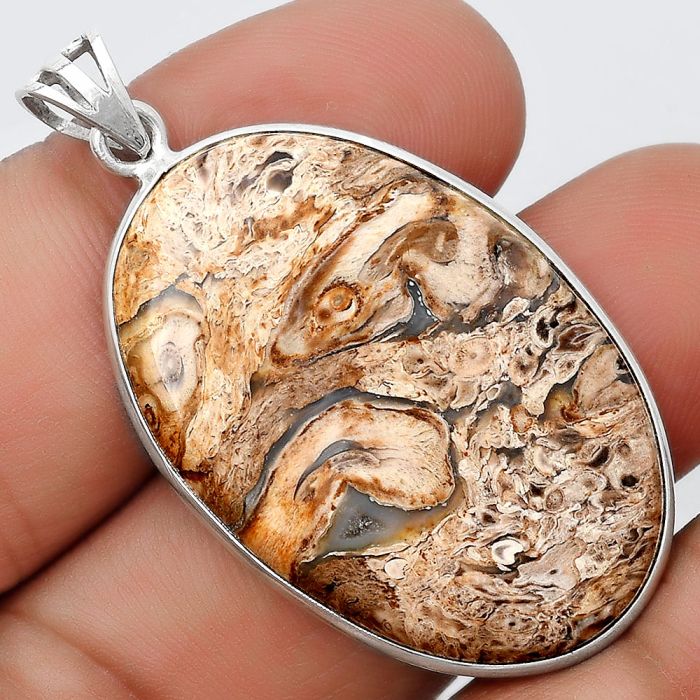 Natural Rock Calcy Pendant SDP124862 P-1001, 24x36 mm