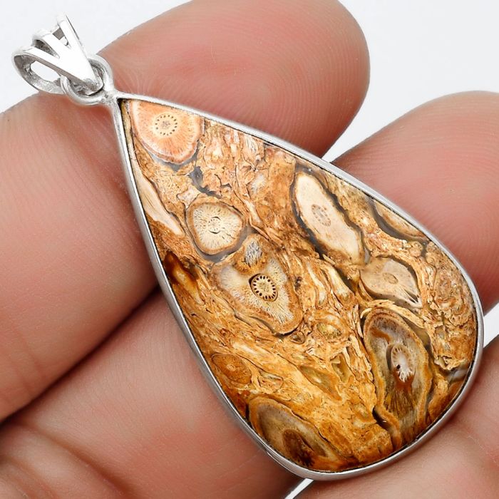 Natural Rock Calcy Pendant SDP124869 P-1001, 21x36 mm