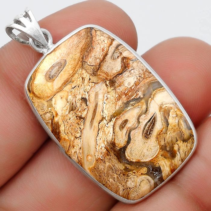 Natural Rock Calcy Pendant SDP124874 P-1001, 21x31 mm