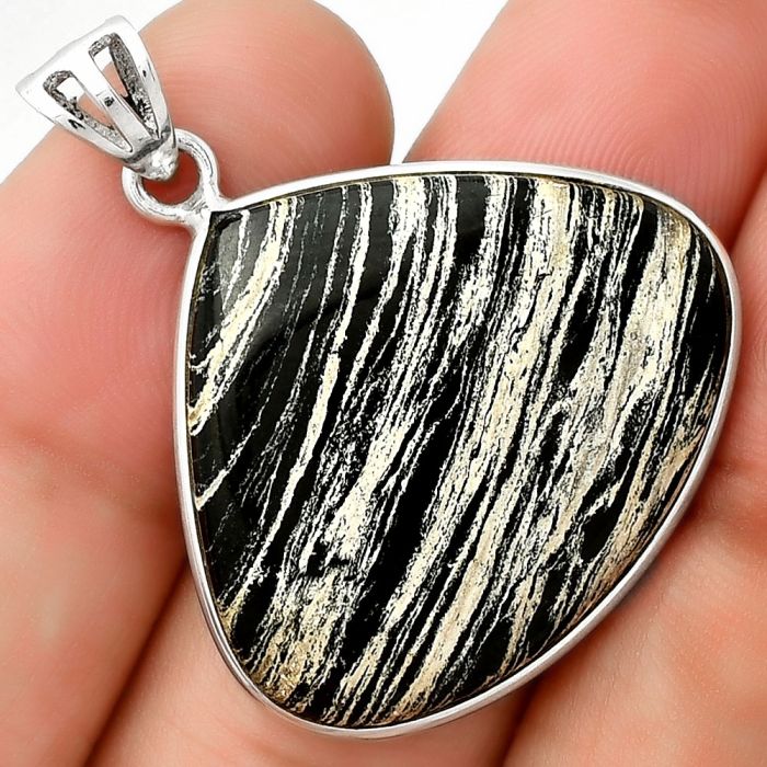 Natural Silver Leaf Obsidian Pendant SDP124991 P-1001, 25x29 mm