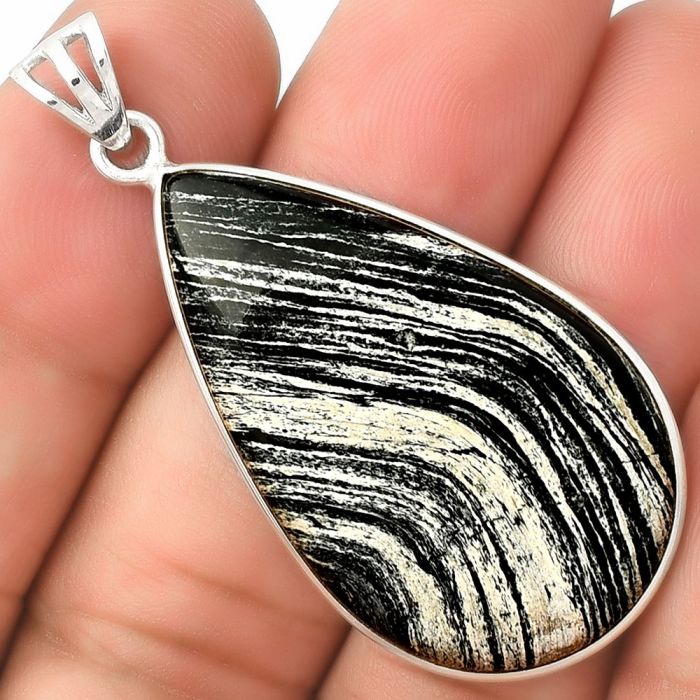 Natural Silver Leaf Obsidian Pendant SDP125018 P-1001, 22x36 mm