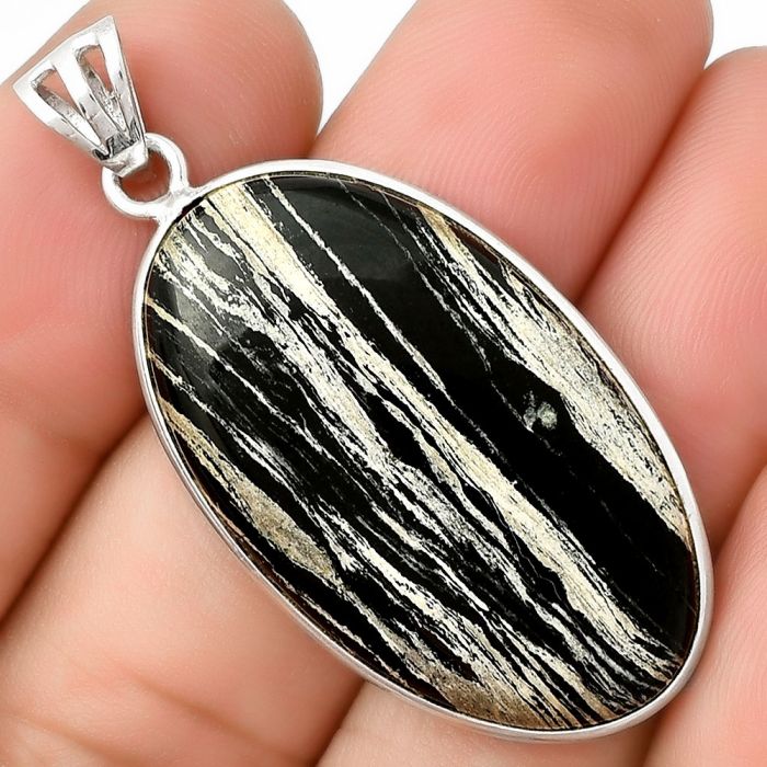 Natural Silver Leaf Obsidian Pendant SDP125022 P-1001, 19x33 mm