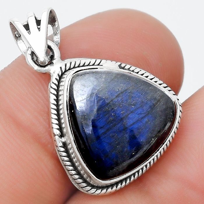 Blue Fire Labradorite - Madagascar Pendant SDP125317 P-1056, 14x14 mm