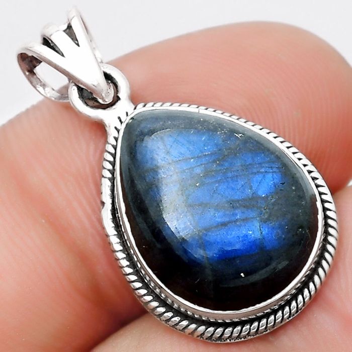 Blue Fire Labradorite - Madagascar Pendant SDP125318 P-1056, 13x17 mm