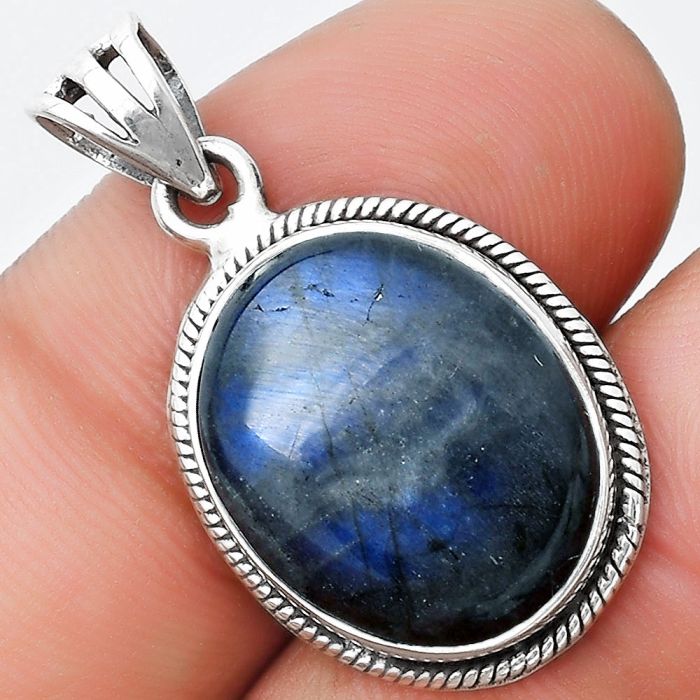 Blue Fire Labradorite - Madagascar Pendant SDP125324 P-1056, 14x17 mm