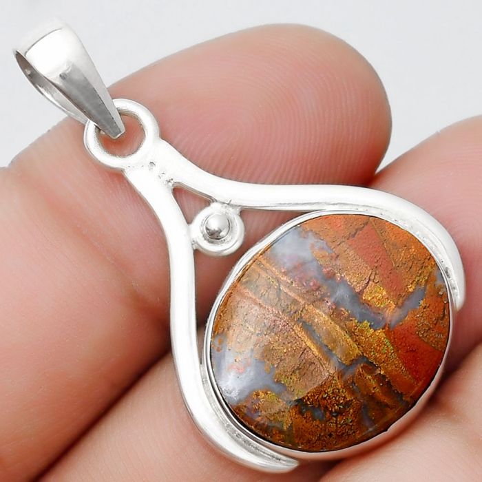 Natural Red Moss Agate Pendant SDP125355 P-1407, 16x18 mm