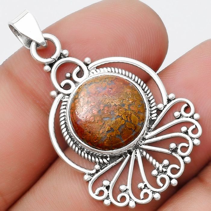 Natural Red Moss Agate Pendant SDP125357 P-1544, 13x13 mm