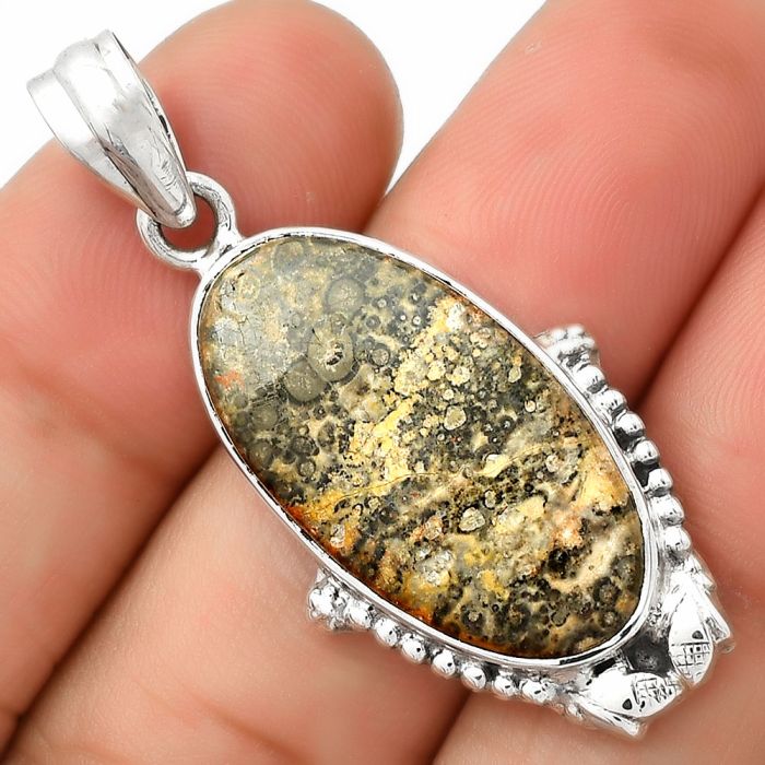 Natural Leopard Skin Jasper Pendant SDP125416 P-1102, 14x26 mm