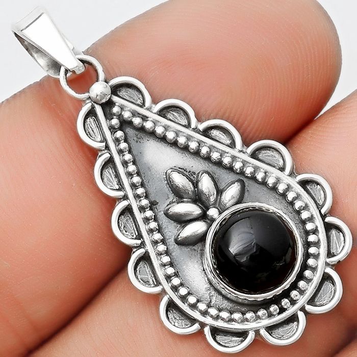 Natural Black Onyx - Brazil Pendant SDP125467 P-1033, 8x8 mm