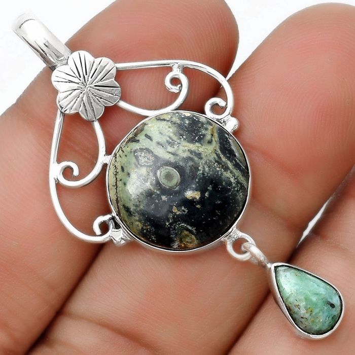 Star Galaxy Jasper & Larsonite Jasper Pendant SDP125499 P-1455, 16x16 mm