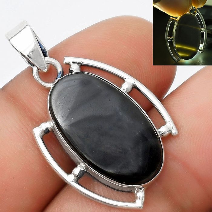 Natural Black Lace Obsidian Pendant SDP125603 P-1274, 12x21 mm