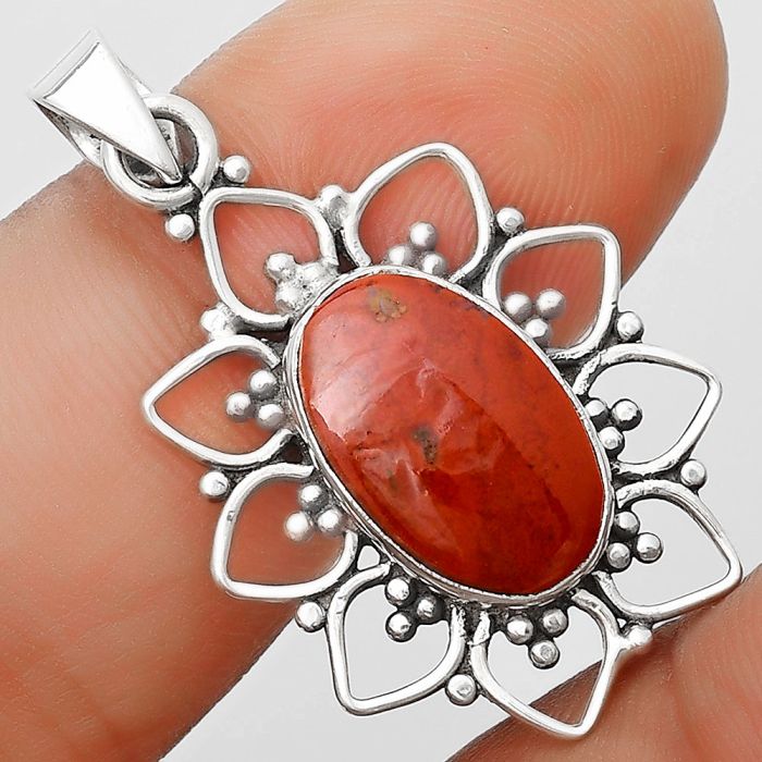 Natural Red Moss Agate Pendant SDP125921 P-1699, 9x15 mm