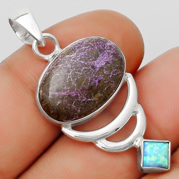 Purpurite - South Africa & Fire Opal Pendant SDP125932 P-1693, 13x19 mm